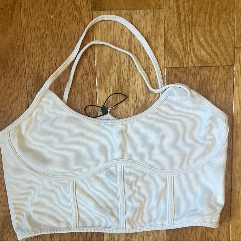 Garage white crop top